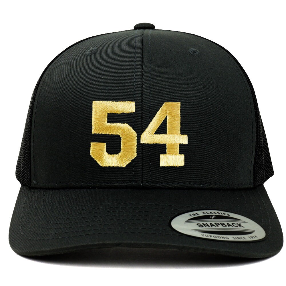 stitchfy Nummer 54 Goldfaden Bestickte Retro Trucker Mesh Baseballkappe | Sf-Txt259-G-Flx-6606 von Stitchfy