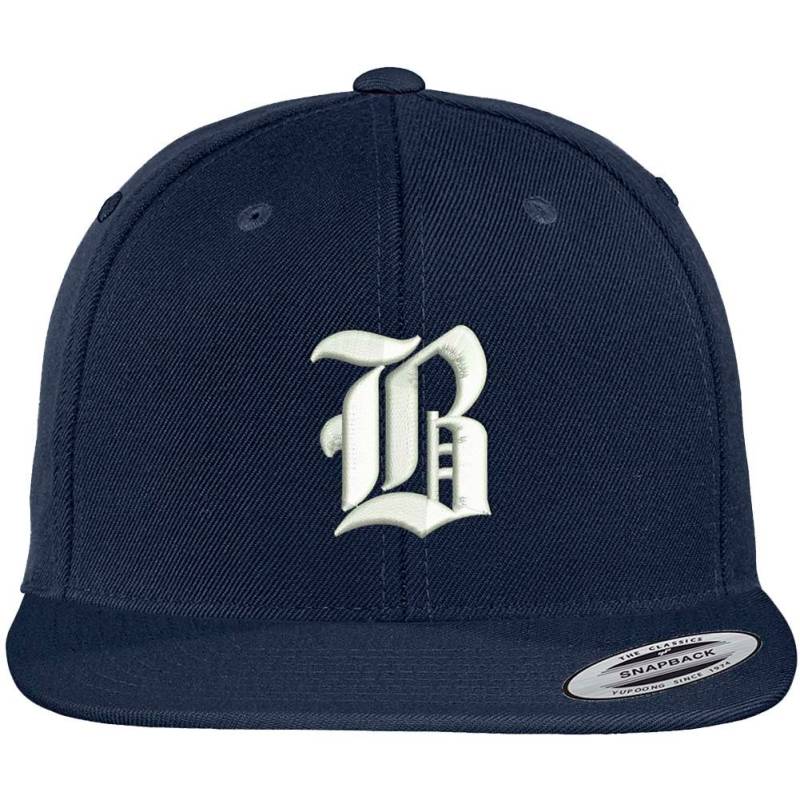stitchfy Old English B Bestickte Flat Bill Snapback Cap | Sf-Txt002-Flx-6089M von Stitchfy