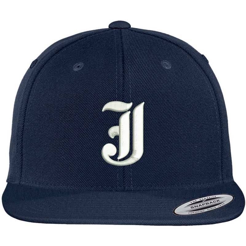 stitchfy Old English J Bestickte Flat Bill Snapback Cap | Sf-Txt010-Flx-6089M von Stitchfy