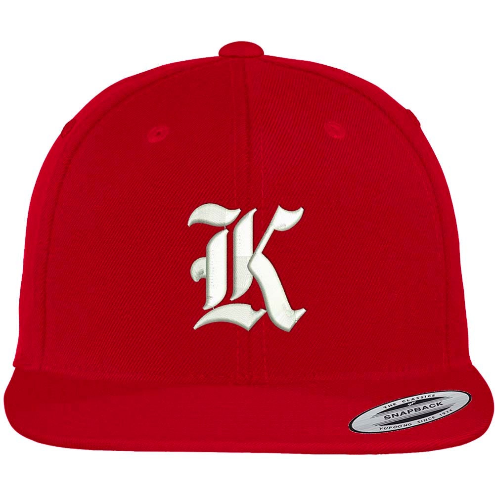 stitchfy Old English K Bestickte Flat Bill Snapback Cap | Sf-Txt011-Flx-6089M von Stitchfy