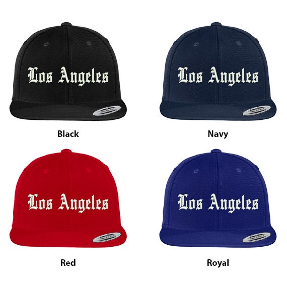 stitchfy Old English Los Angeles Bestickte Flat Bill Snapback Cap | Sf-Txt155-Flx-6089M von Stitchfy