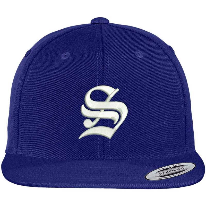 stitchfy Old English S Bestickte Flat Bill Snapback Cap | Sf-Txt019-Flx-6089M von Stitchfy