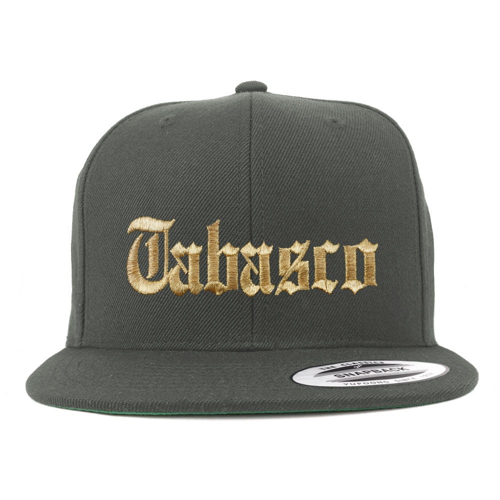 stitchfy Old English Tabasco Gold Bestickte Flatbill Snapback Baseballkappe von Stitchfy