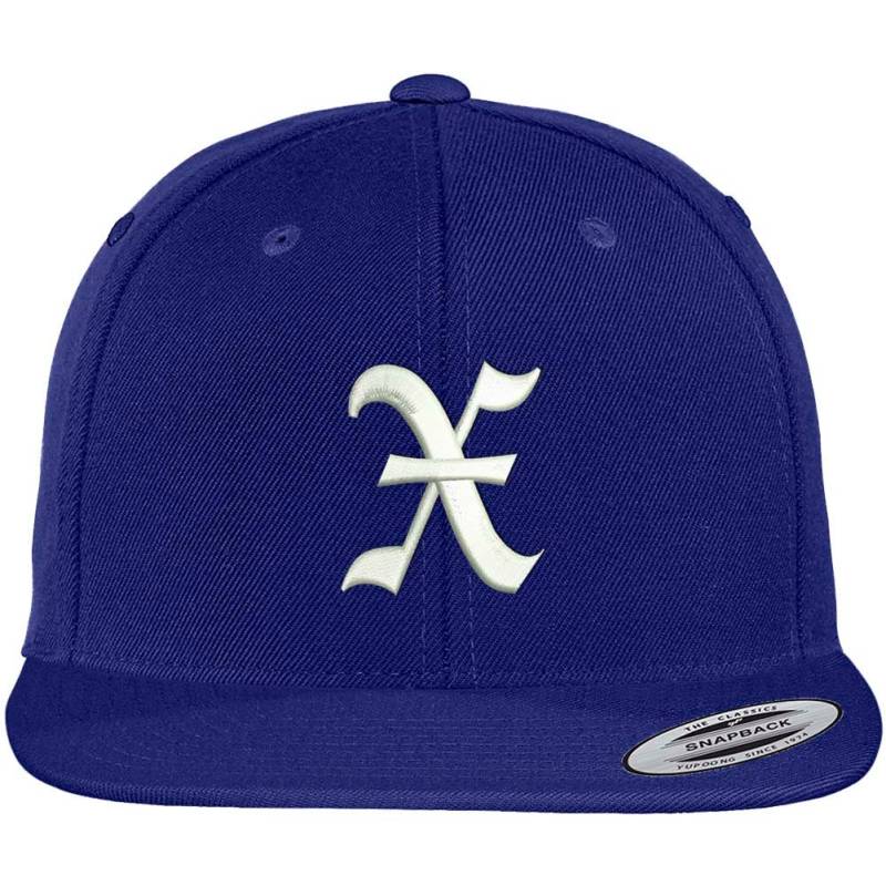 stitchfy Old English X Bestickte Flat Bill Snapback Cap | Sf-Txt024-Flx-6089M von Stitchfy
