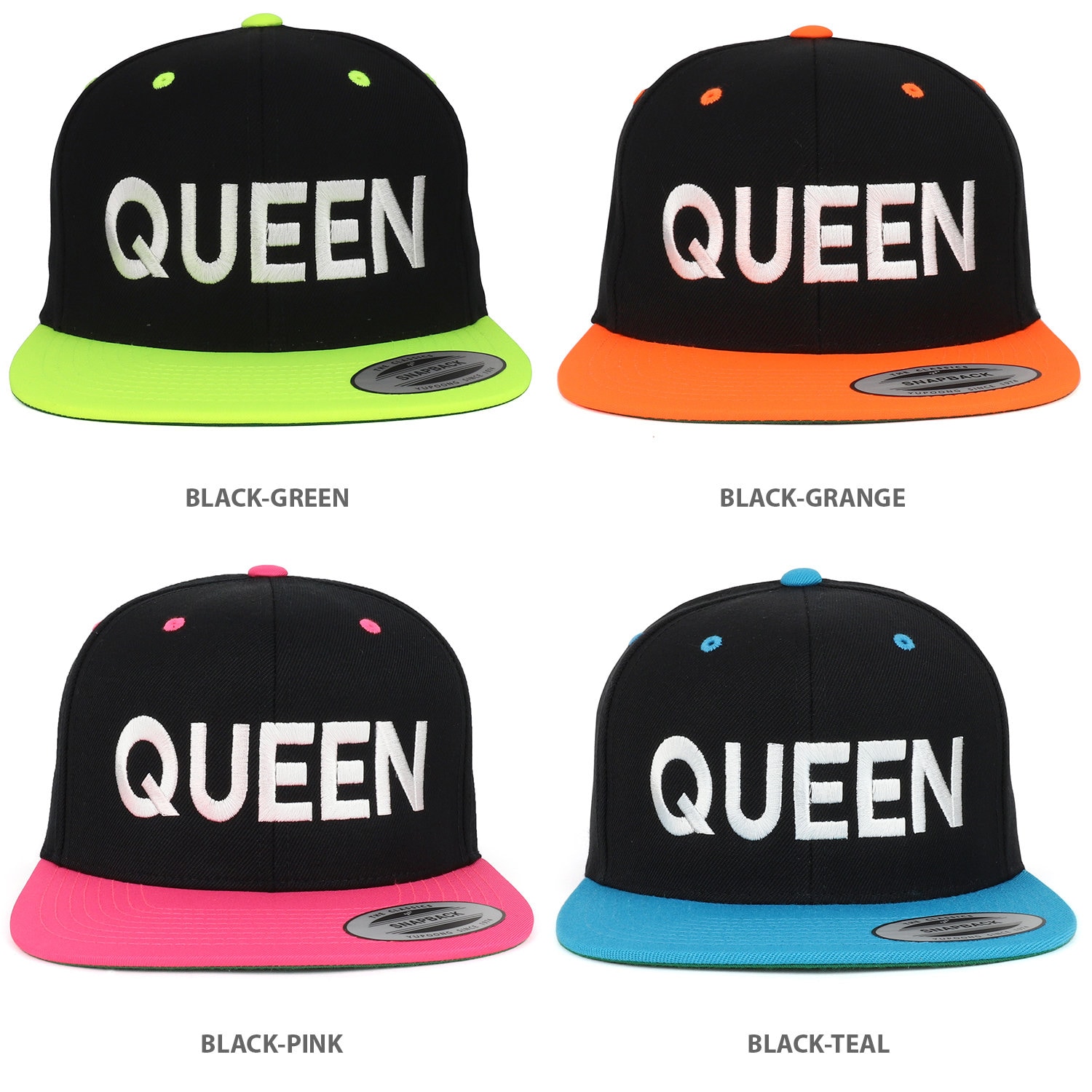 stitchfy Queen Bestickte Premium 2-Ton Flat Bill Snapback Cap von Stitchfy