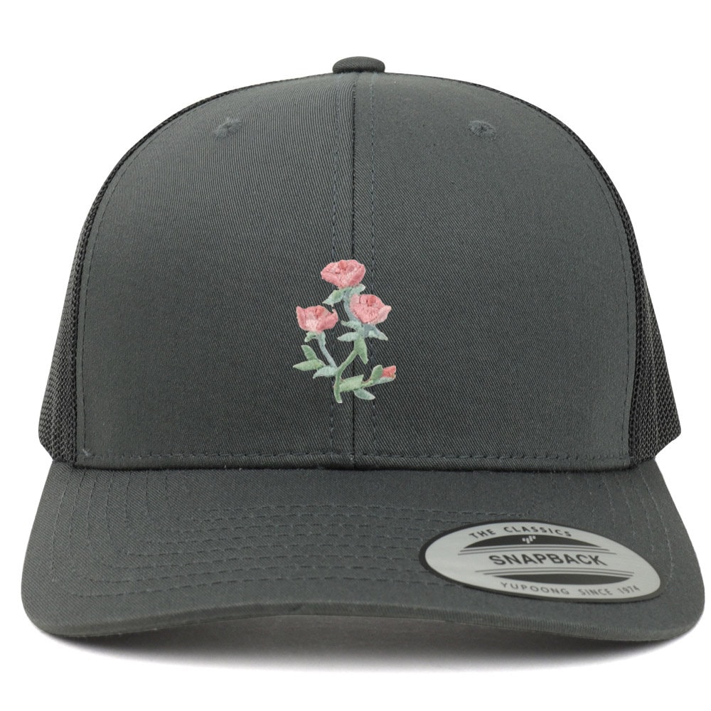 stitchfy Rose Patch 6 Panel Trucker Mesh Cap | Sf-Ap0022-Flx-6606 von Stitchfy