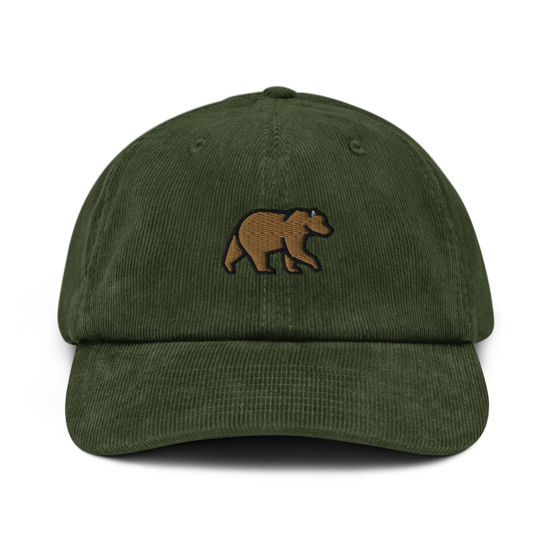 Bär Cord Mütze, Bestickter Waldtier Papa, Jäger Geschenk Für Ihn, Unisex Verstellbar 6 Panel Unstrukturiert Mehrere Farben von StitchinSmilesCo