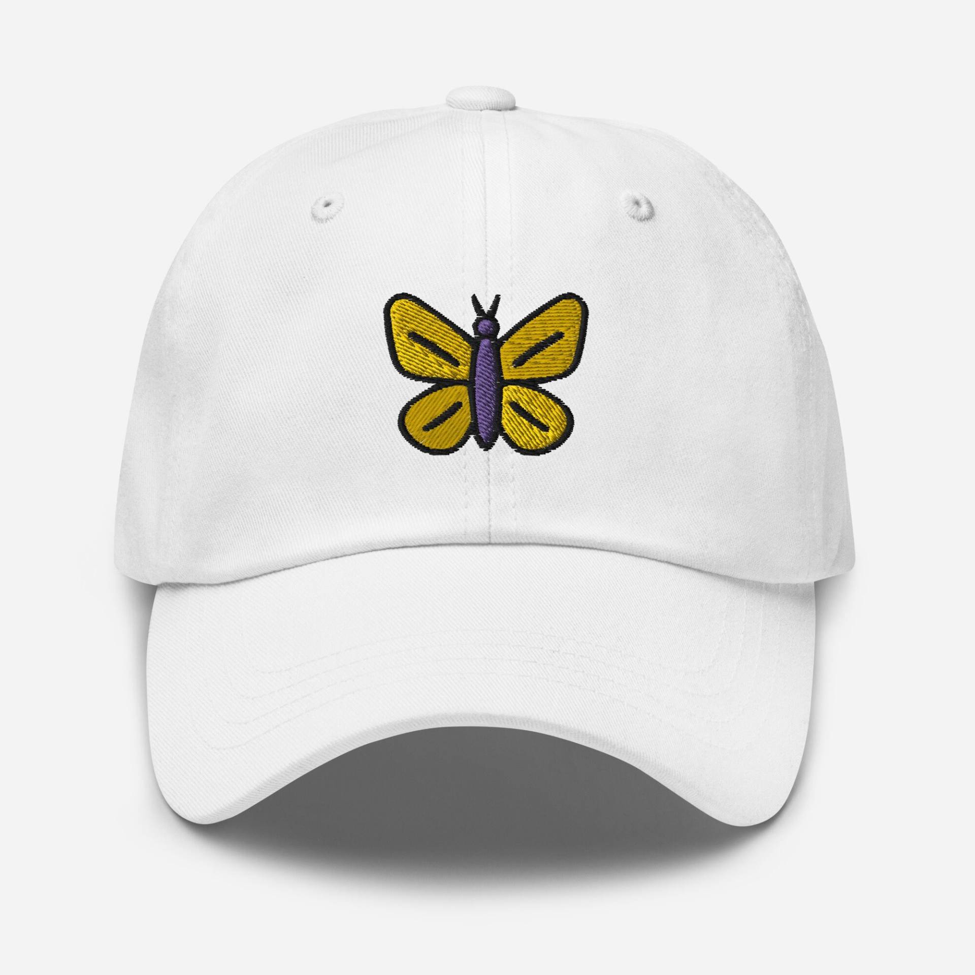 Gelber Schmetterling Papa Hut, Bestickter Hut Baseball Cap Unisex Verstellbar Unstrukturiert 6 Panel Mehrere Farben, Garten Geschenk Für Sie von StitchinSmilesCo