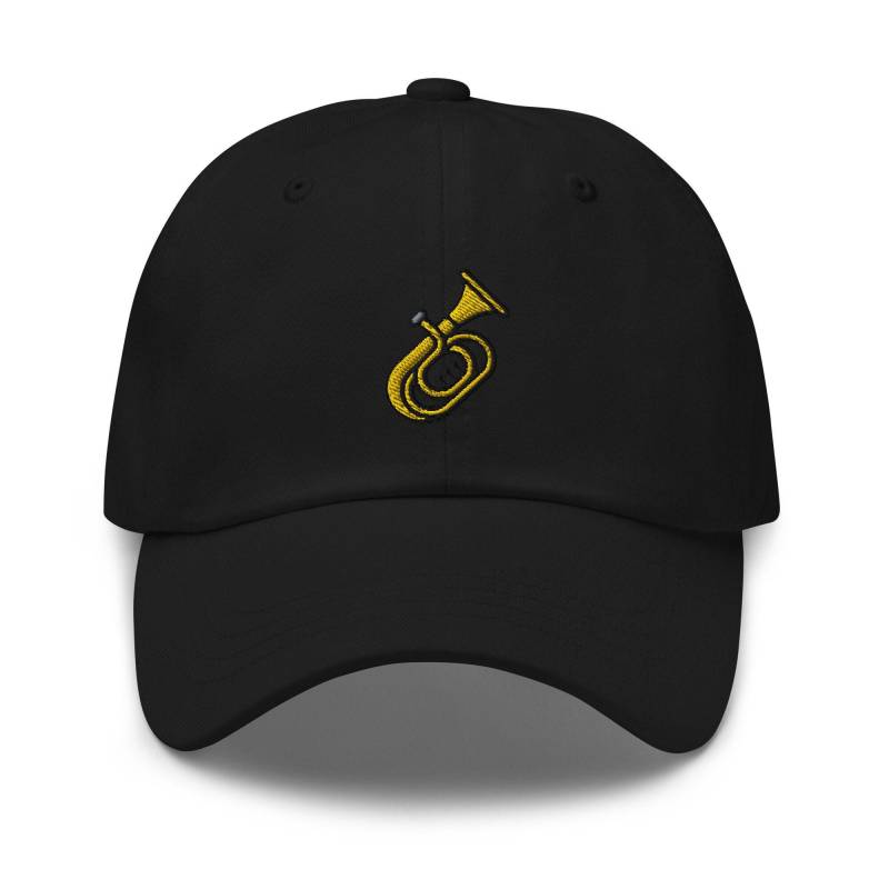 Gestickte Trompete Papa Hut, Verstellbare Unisex Baseballkappe, Liebhaber Geschenk, Musiker Schwarzer Cooler Musikhut von StitchinSmilesCo
