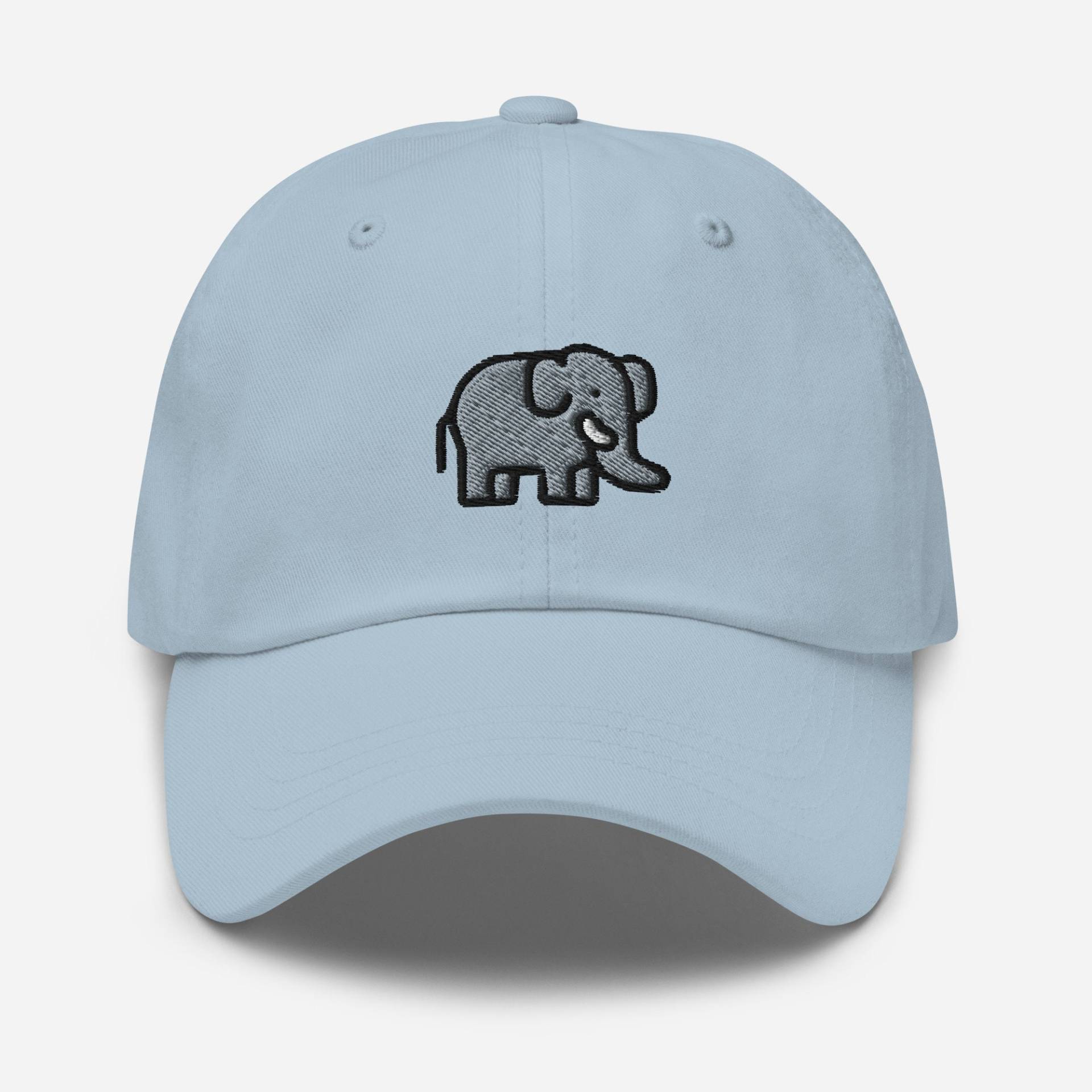 Grauer Elefant Papa Hut, Bestickter Hut Tier Baseball Cap - Unisex Verstellbar Unstrukturiert 6 Panel in Mehreren Farben, Wilde Tiere Geschenke von StitchinSmilesCo