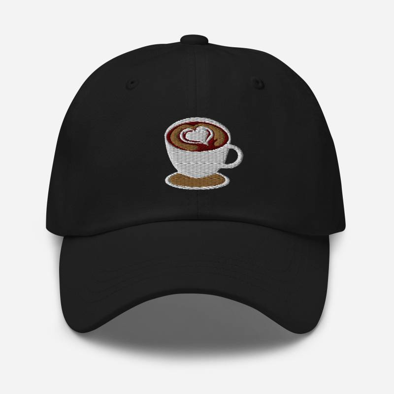 Kaffeetasse Papa Hut, Cappucino Kunst Bestickte Mütze 6 Panel Handgefertigte Verstellbare Unisex Baseball Cap in Mehreren Farben, Süßes Kaffee von StitchinSmilesCo