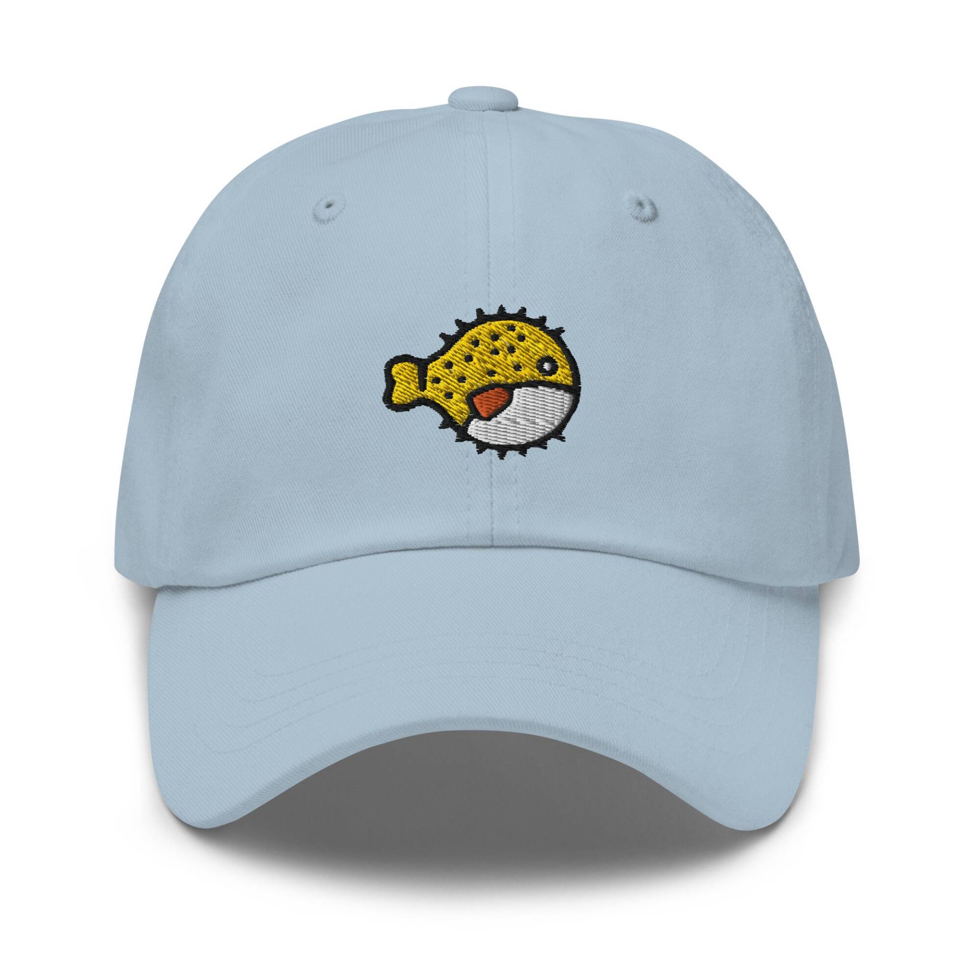 Lustiger Kugelfisch-Vati-Hut, Bestickte Meereskreatur-Baseballmütze, Unisex-Sommerkappe Einstellbar 6 Panel Mehrere Farbe von StitchinSmilesCo