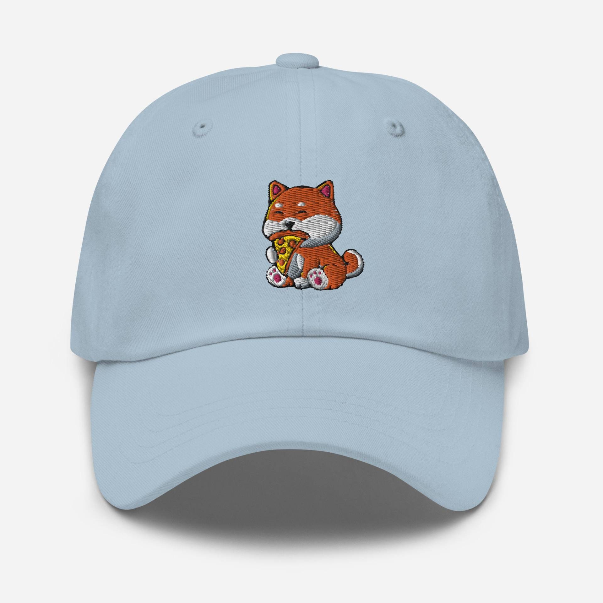 Pizza Shiba Inu Hund Papa Hut, Bestickte Mütze Lustige Baseballkappe, Unisex Verstellbar 6 Panel in Mehreren Farben, Geschenk Für Hundeliebhaber von StitchinSmilesCo