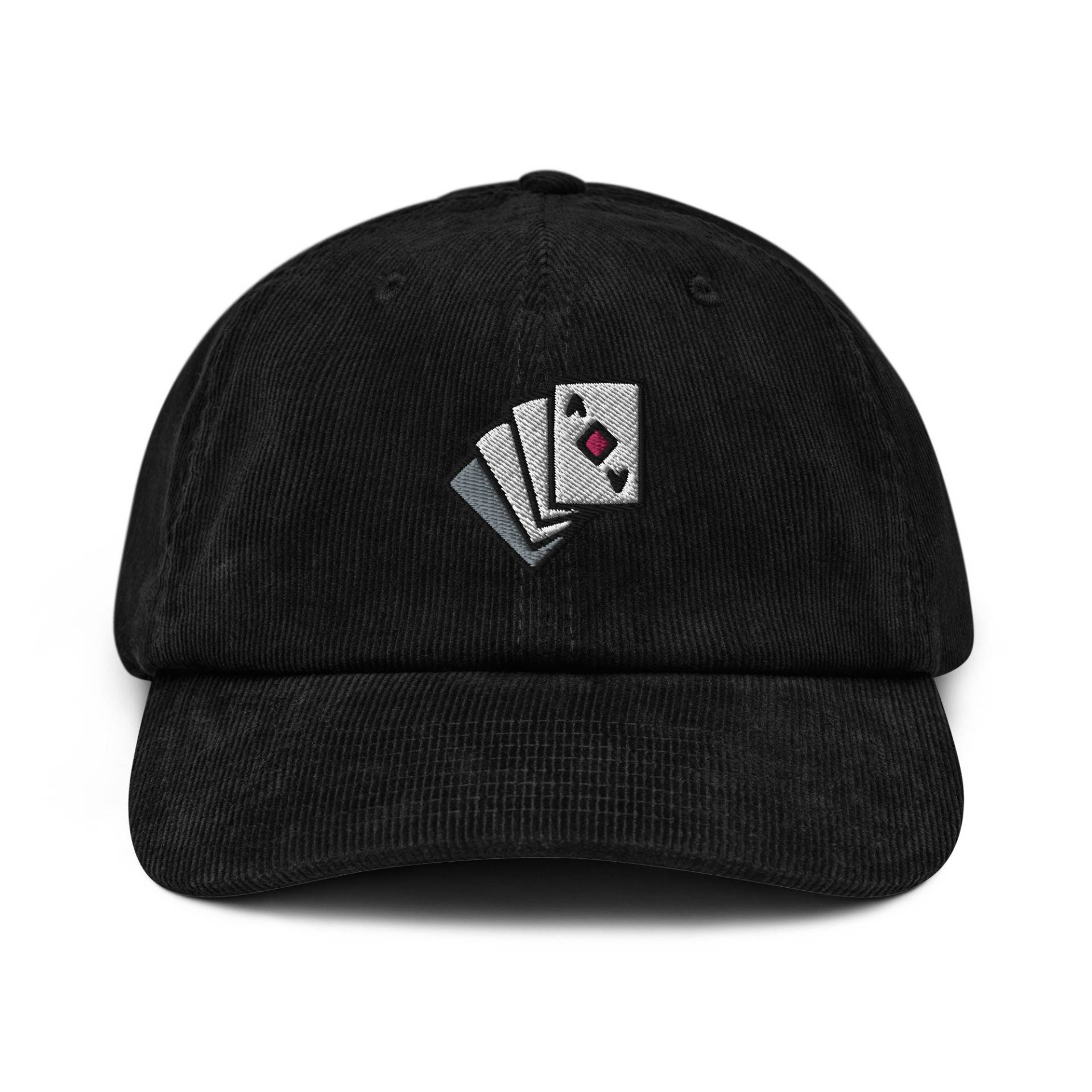 Poker Karten Cord Mütze, Bestickter Kasino Glücksspiel Papa Baseball Cap, Unisex Verstellbar Mehrere Farben, Spades Card Spieler Geschenk Für Ihn von StitchinSmilesCo