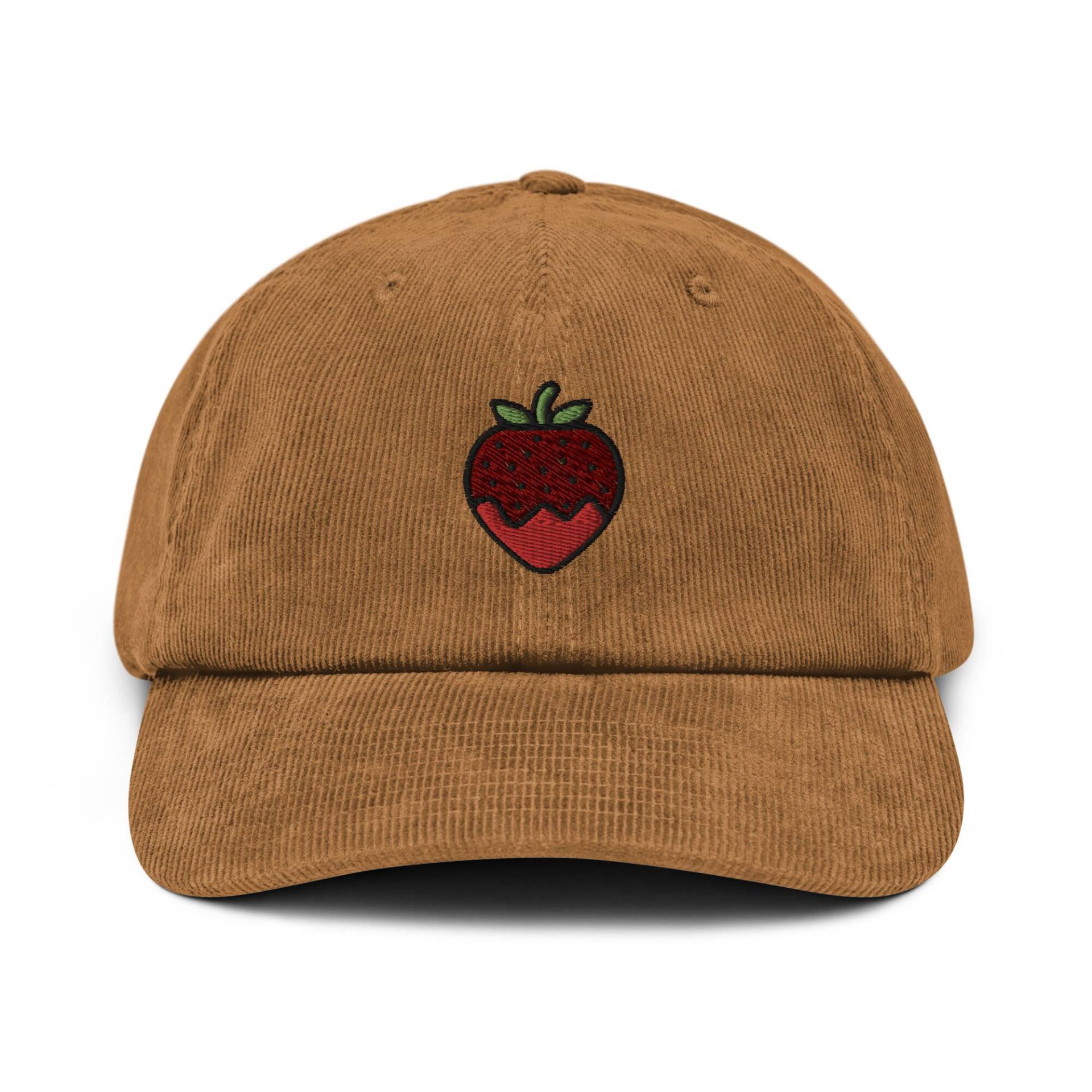 Schokoladen-Erdbeer-Cord-Hut, Bestickte Frucht-Dad-Baseballmütze, Süßes Erdbeer-Geschenk, Verstellbare 6-Panel-Unstrukturierte Mehrere Farben von StitchinSmilesCo