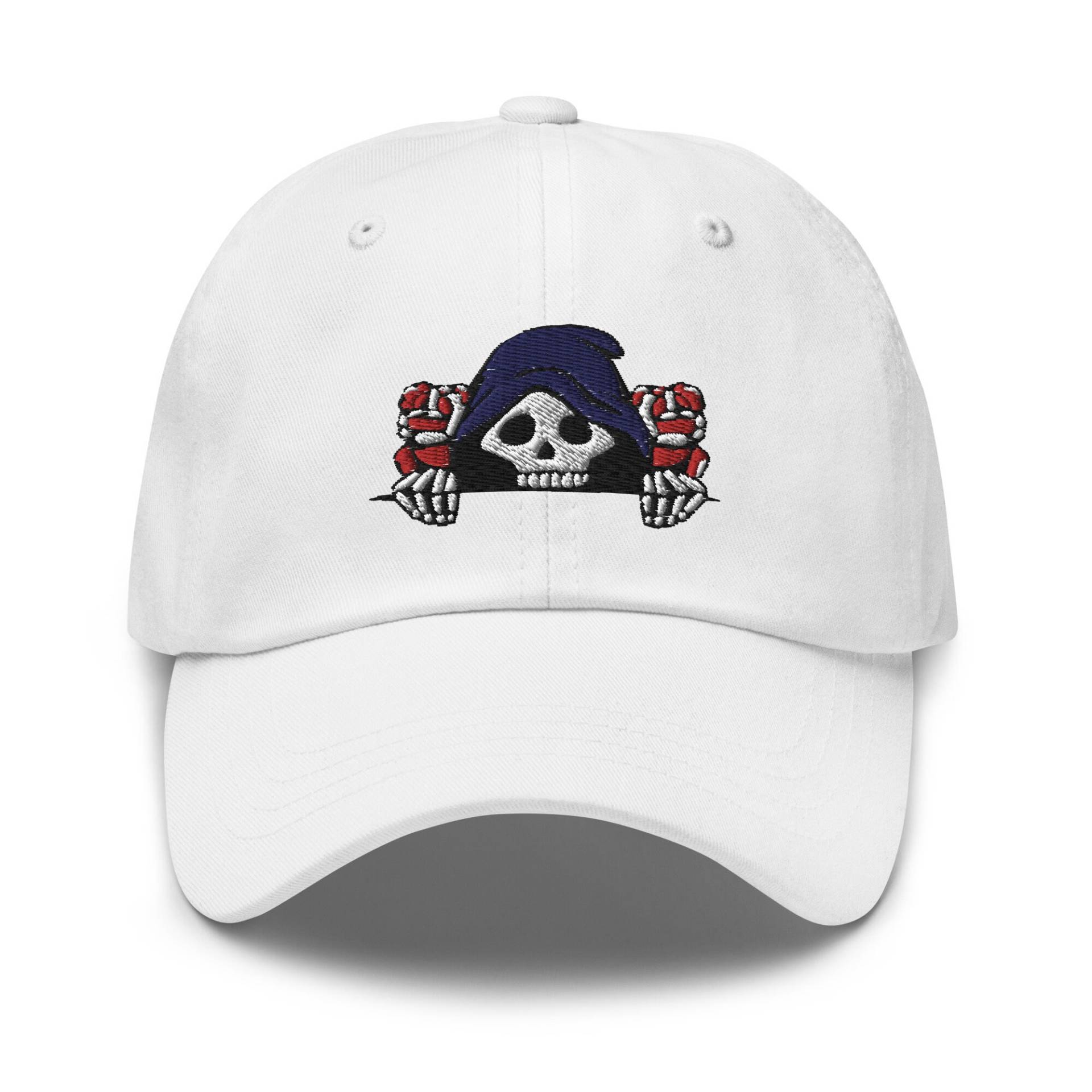 Tattoo Sensen Sense Reaper Dad Hut, Skelett Bestickter Handgemacht Verstellbar 6 Panel Unisex Baseball Cap Geschenk Für Ihn, Mehrere Farben von StitchinSmilesCo