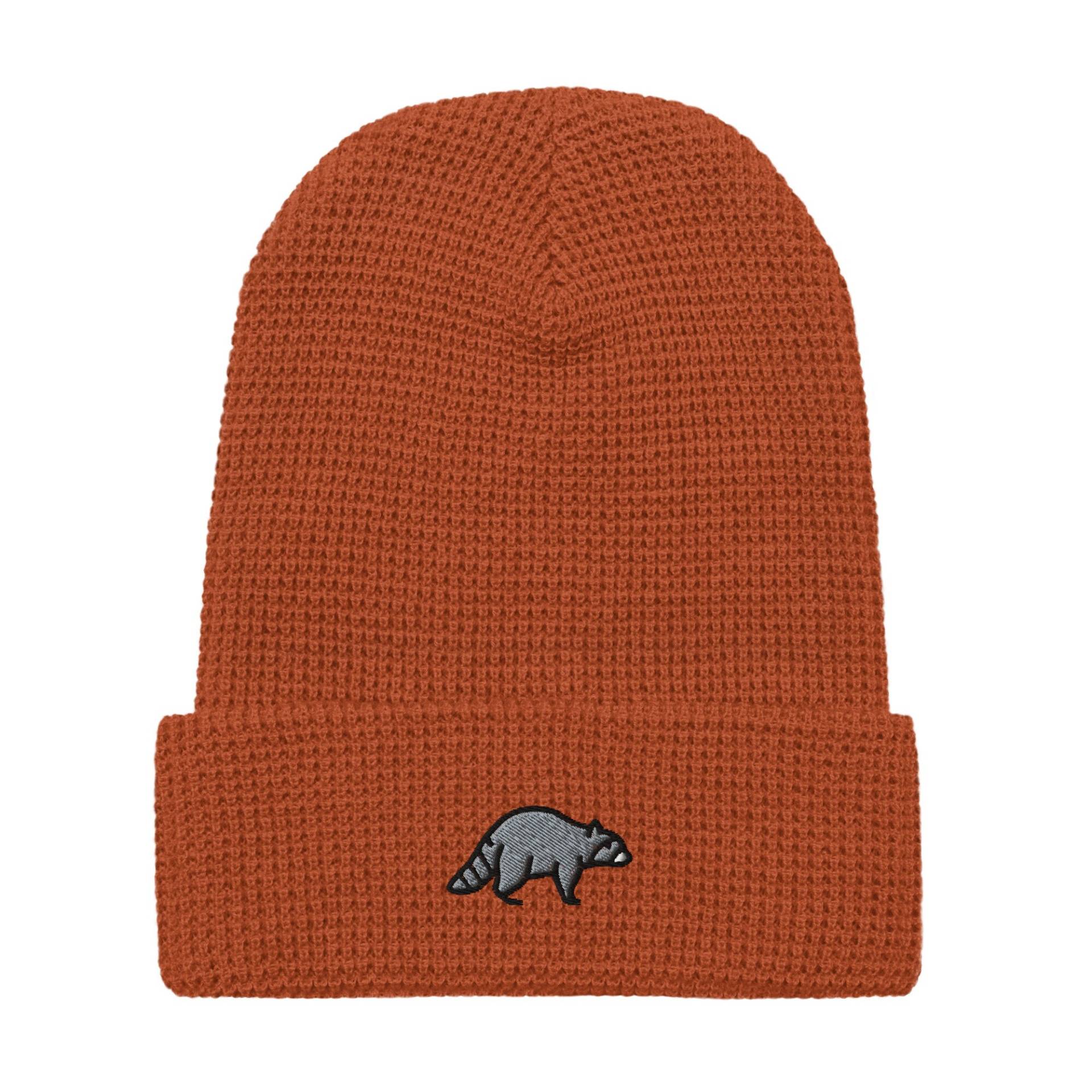 Waschbär Bestickte Beanie, Gestrickte Waffel Slouchy Beanie Mütze, Trash Panda Stricken Slouch Herbst Winter Hut Verstellbare Manschette, Lustiges von StitchinSmilesCo