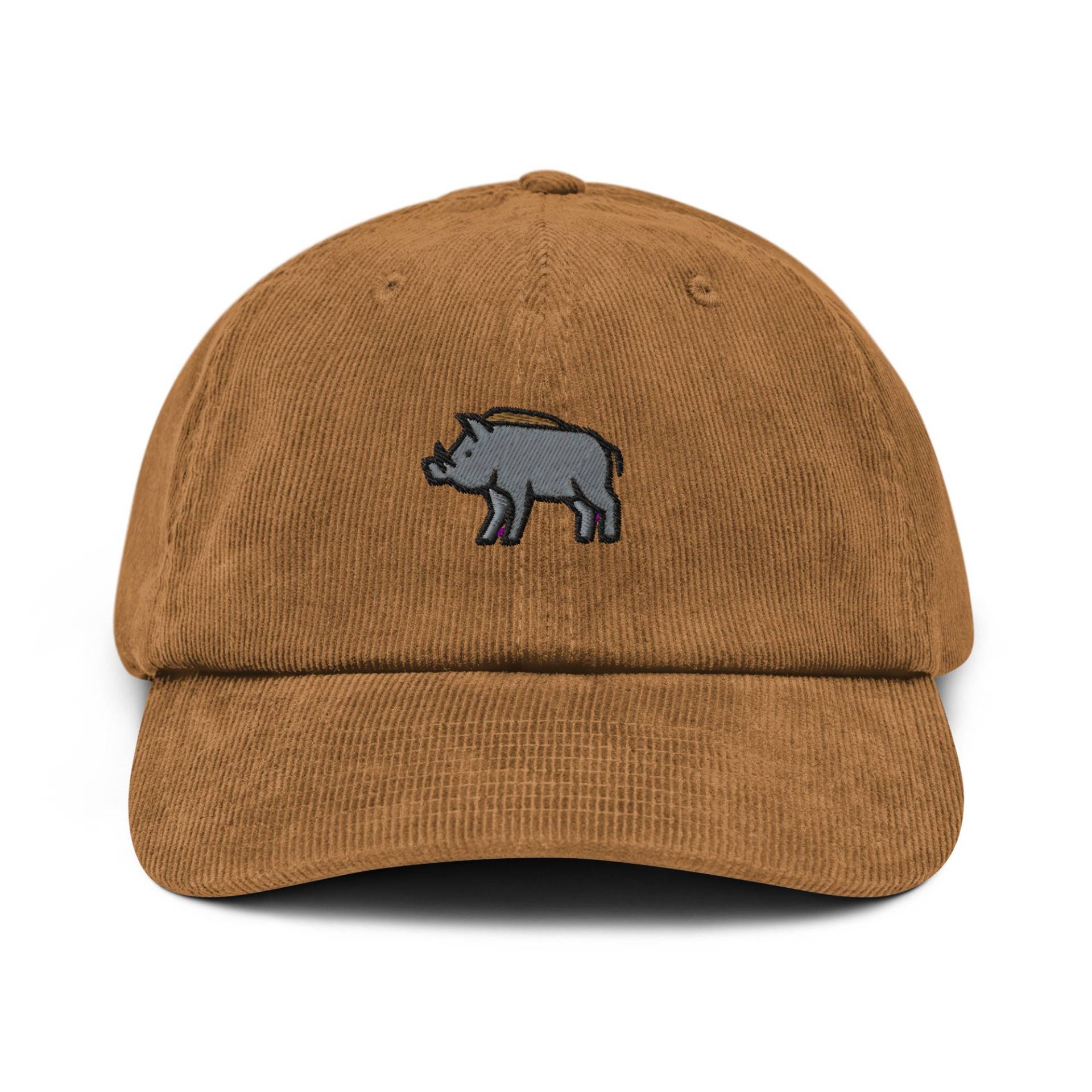 Wildschwein Cord Mütze, Bestickte Schwein Papa Tier Unisex Verstellbar 6 Panel Unstrukturiert Mehrere Farben, Hog Jagd Geschenk Für Ihn von StitchinSmilesCo