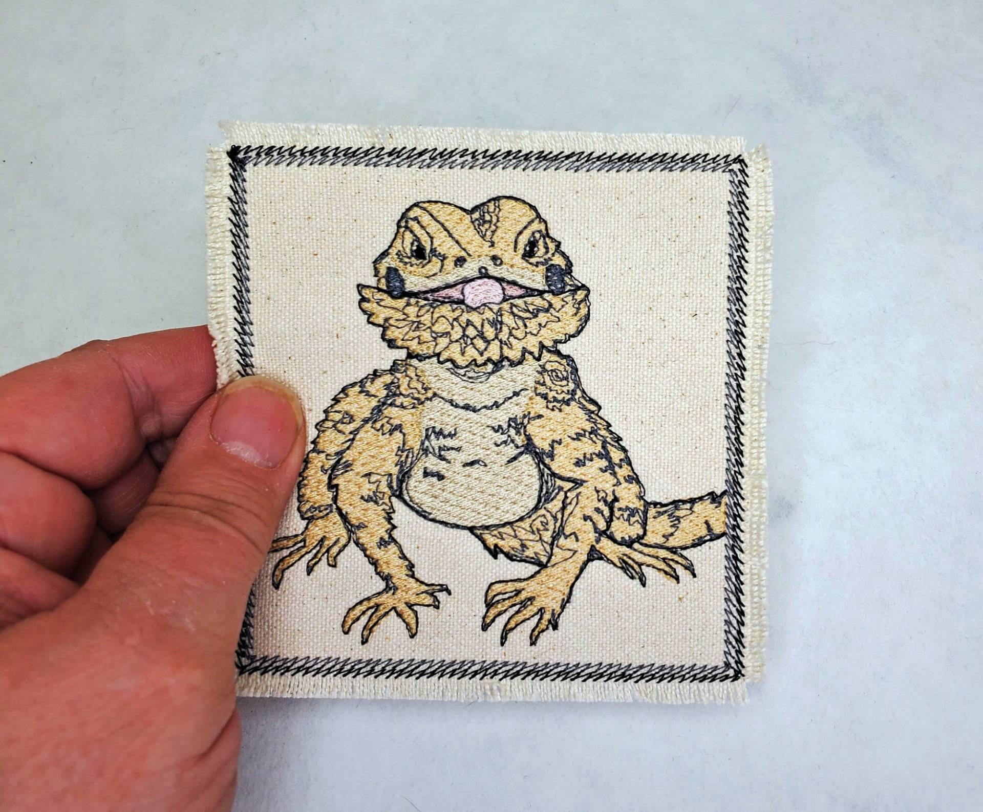 Beardie - Bearded Dragon Reptil Aufnäher Canvas Patch von StitchitizedPatches