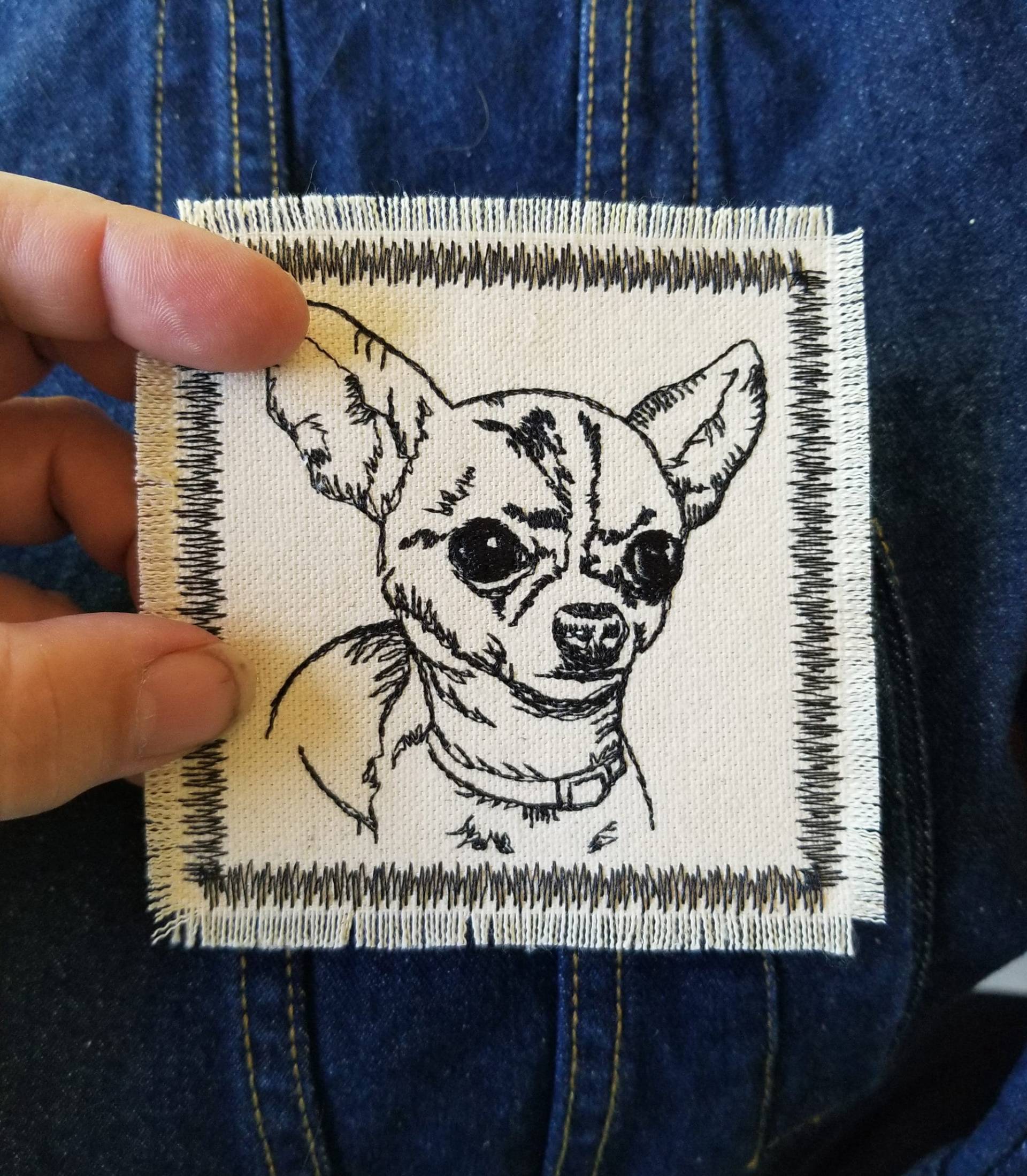 Chihuahua-Welpe Gestickter Aufnäher - Canvas Patch von StitchitizedPatches