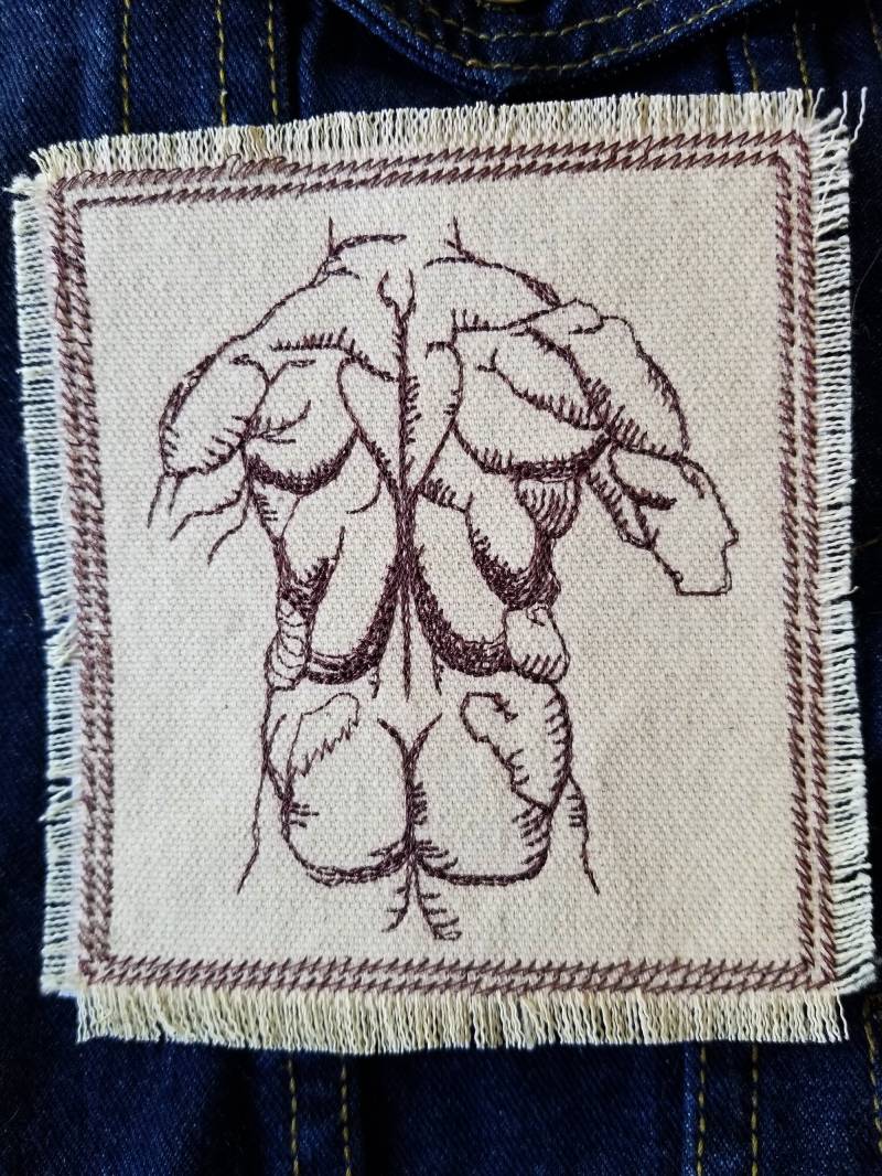 Da Vinci Muscles Of The Back Skizze Bestickter Aufnäher Leinwand Patch von StitchitizedPatches