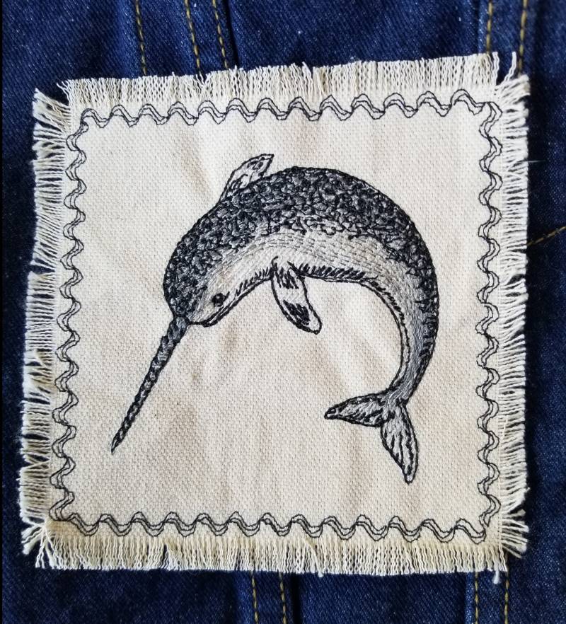 Narwal Gestickter Aufnäher Canvas Patch von StitchitizedPatches