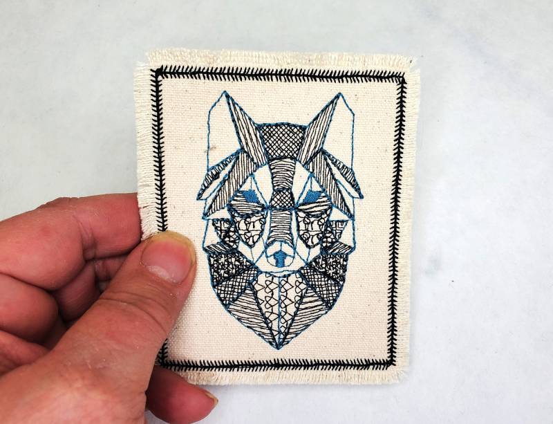 Origami Wolf Gestickter Aufnäher Canvas Patch Jacke Rucksack - Mach Deinen Jeans Patch von StitchitizedPatches