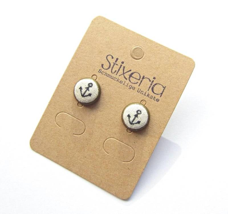 Ohrstecker Anker Mini - Ø 10 Mm in Beige Mit Dunkelblau, Silber Oder Bronze Ohrstecker Anker Mini - Ø 10 Mm in Beige Mit Dunkelblau, Silber Oder Bronze von Stixeria