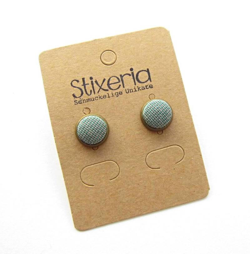 Mini-Ohrstecker 10 Mm - Lagoon Glow Stoffschmuck Grün Gold Oder Türkis Bronze Nickelfrei Bronze Vintage Look von Stixeria