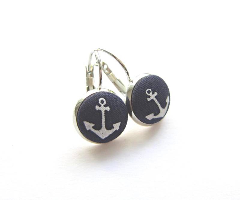 Ohrhänger Anker - Ø 12 Mm in Dunkelblau Mit Weiß, Silber Oder Bronze Ohrhänger Anker - Ø 12 Mm in Dunkelblau Mit Weiß, Silber Oder Bronze von Stixeria