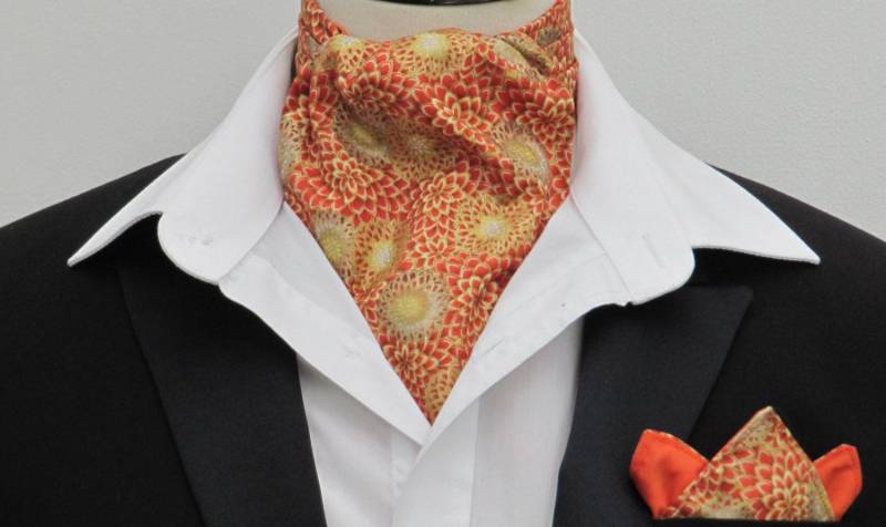 Herren Orange, Gelb & Gold Sempervivum Design Cotton Ascot Cravat + Halstuch Herren Orange, Gelb & Gold Sempervivum Design Cotton Ascot Cravat + Halstuch von StockAndCravatMarket