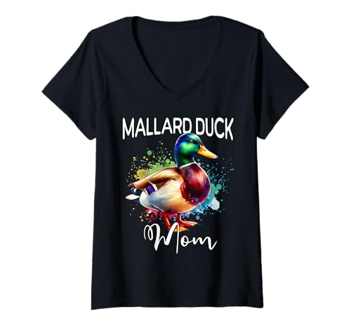 Damen Mallard Duck Mom Stockente Mama T-Shirt mit V-Ausschnitt Damen Mallard Duck Mom Stockente Mama T-Shirt mit V-Ausschnitt von Stockente Mama Für Damen