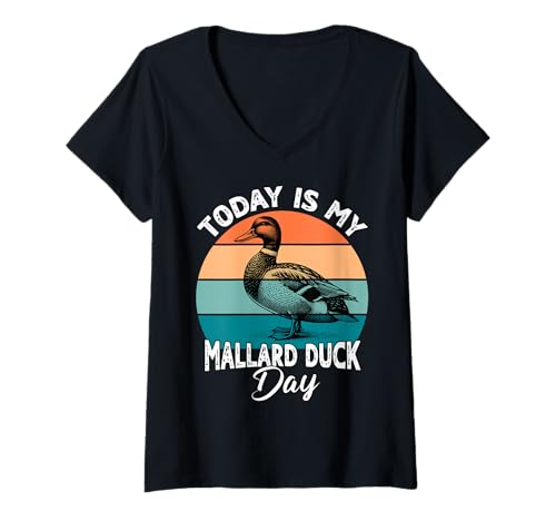 Damen Mallard Duck Stockente T-Shirt mit V-Ausschnitt von Stockente Sprüche Herren Damen