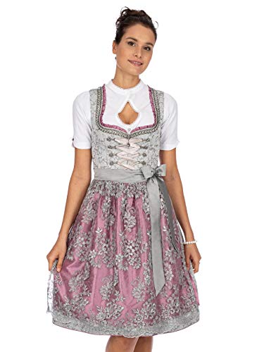 Stockerpoint Damen Dirndl Nicole Kleid für besondere Anlässe, grau-Bordeaux, 36 von Stockerpoint