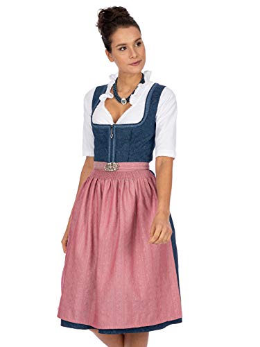 Stockerpoint Damen Dirndl Roseline Kleid für besondere Anlässe (ohne Bluse), blau-Altrosa, 32 von Stockerpoint