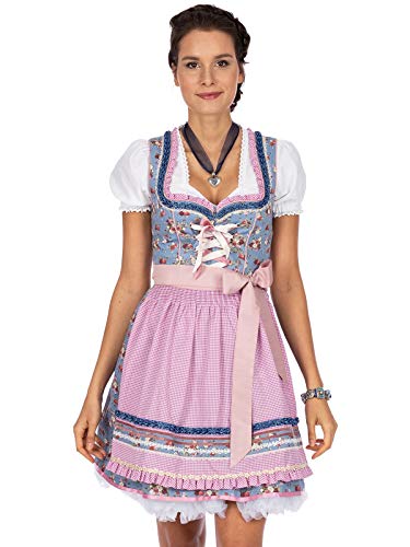 Stockerpoint Damen Dirndl Talita Kleid für besondere Anlässe, Rauchblau-Rose, 36 von Stockerpoint