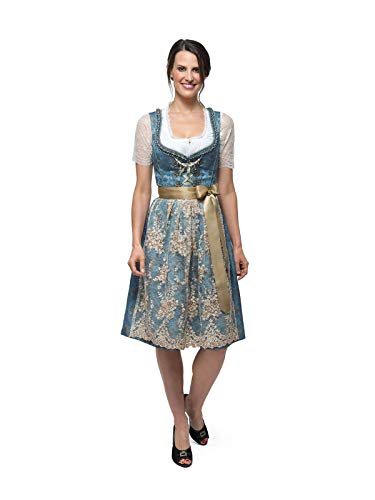 Stockerpoint Dirndl Dirndel Minna blau Gold 70er Länge (34) von Stockerpoint