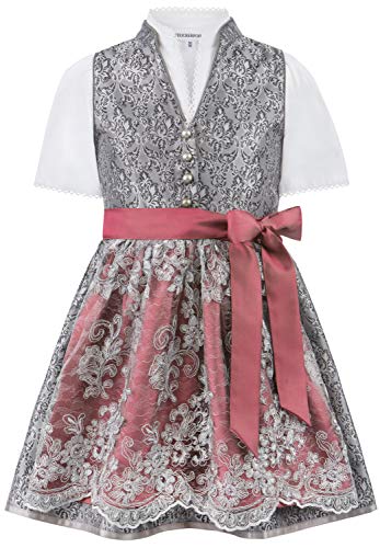 Stockerpoint Mädchen Kinderdirndl Lilly Kleid für besondere Anlässe, grau-Bordeaux, 110-116 von Stockerpoint