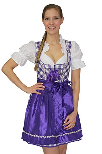 Stockerpoint Mini Dirndl Joy violett kariert inkl. Schürze Gr. 34 von Stockerpoint