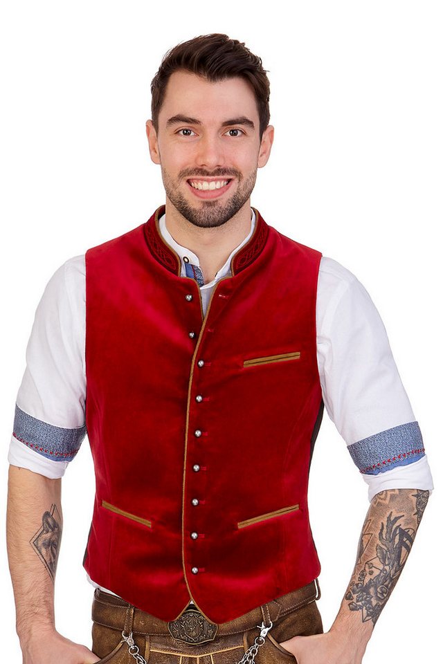Stockerpoint Trachtenweste Trachtenweste - RICARDO - royal, dunkelrot, schwarz von Stockerpoint
