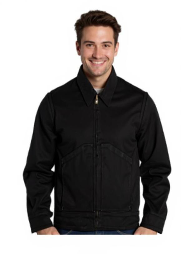Stockholm (Surfboard) Club Logo Work Jacket Herren Jeans-Jacke mit Logo-Print auf der Rückseite Denim-Jacke Schwarz von Stockholm (Surfboard) Club