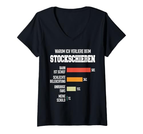 Damen Stockschießen Eisstock Stockschütze Eisstockschießen T-Shirt mit V-Ausschnitt von Stockschütze Eisstockschießen Eisstock lustig