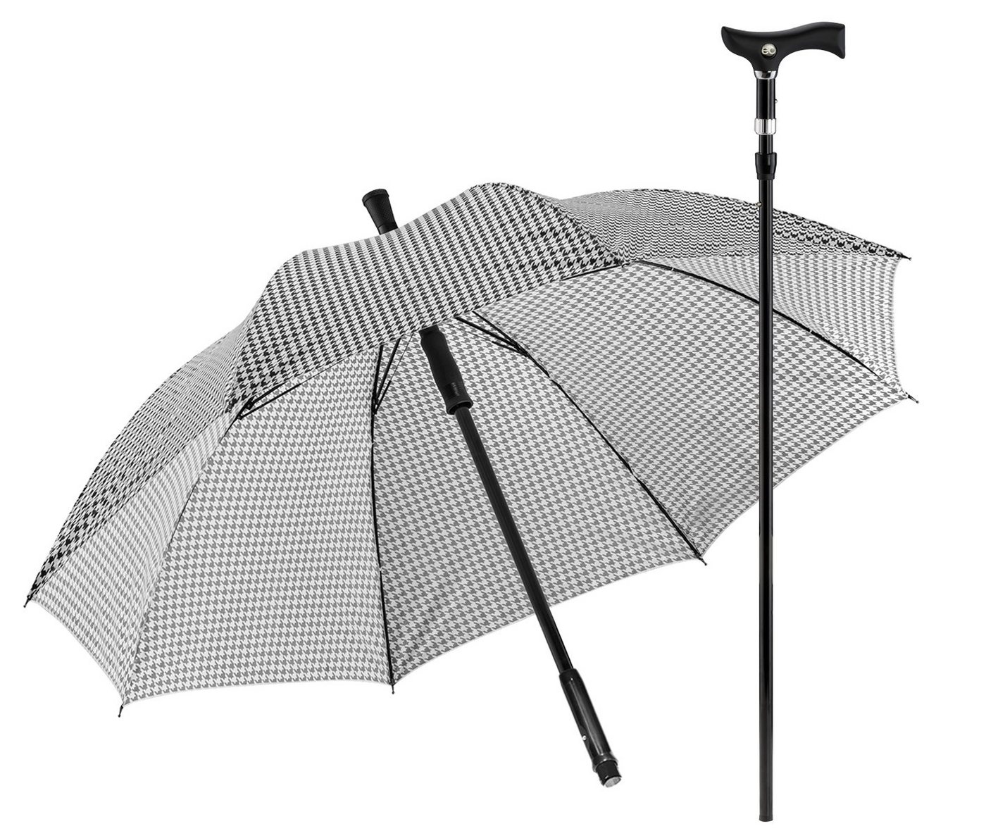 Stockshop Gehstock DUETT HAHNENTRITT Gehstock im Regenschirm, höhenverstellbar 80-83 cm von Stockshop