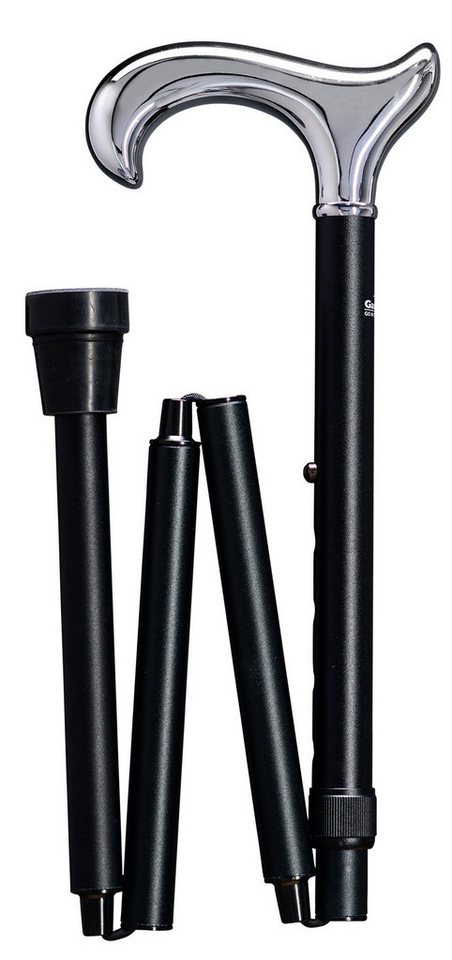 Stockshop Gehstock Design Faltstock DIPLOMAT, Derbygriff verchromt, belastbar bis 120 Kg von Stockshop