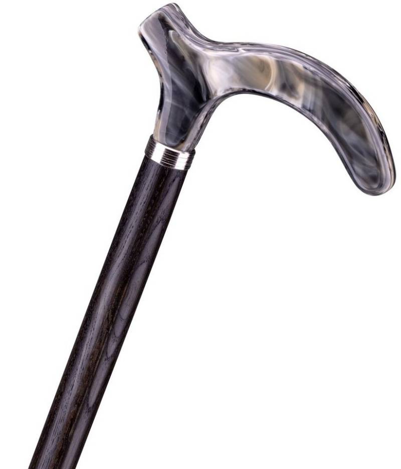 Stockshop Gehstock Design Gehstock SILBERFUCHS, Fritzgriff Acryl, Marmor-Look, Chromrin von Stockshop