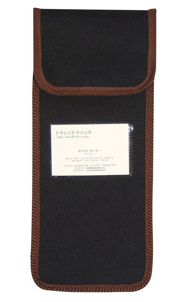 Stockshop Gehstock Etui für Faltstöcke in klassischem Schwarz mit Tasche für Visitenkarte von Stockshop