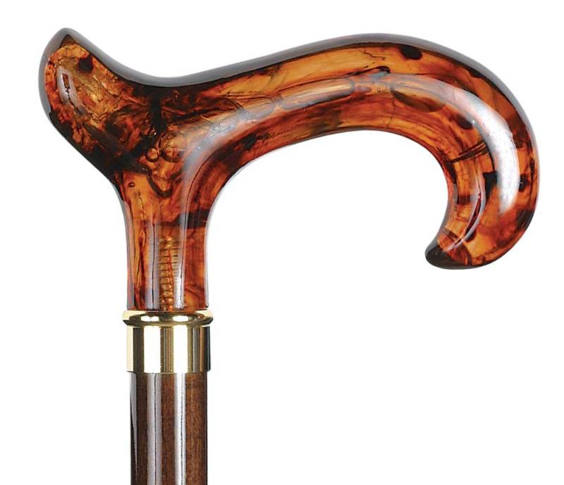 Stockshop Gehstock Gehstock Bernstein,Derbygriff Acryl,Stock Hartholz kirschbaumfarben,1 von Stockshop