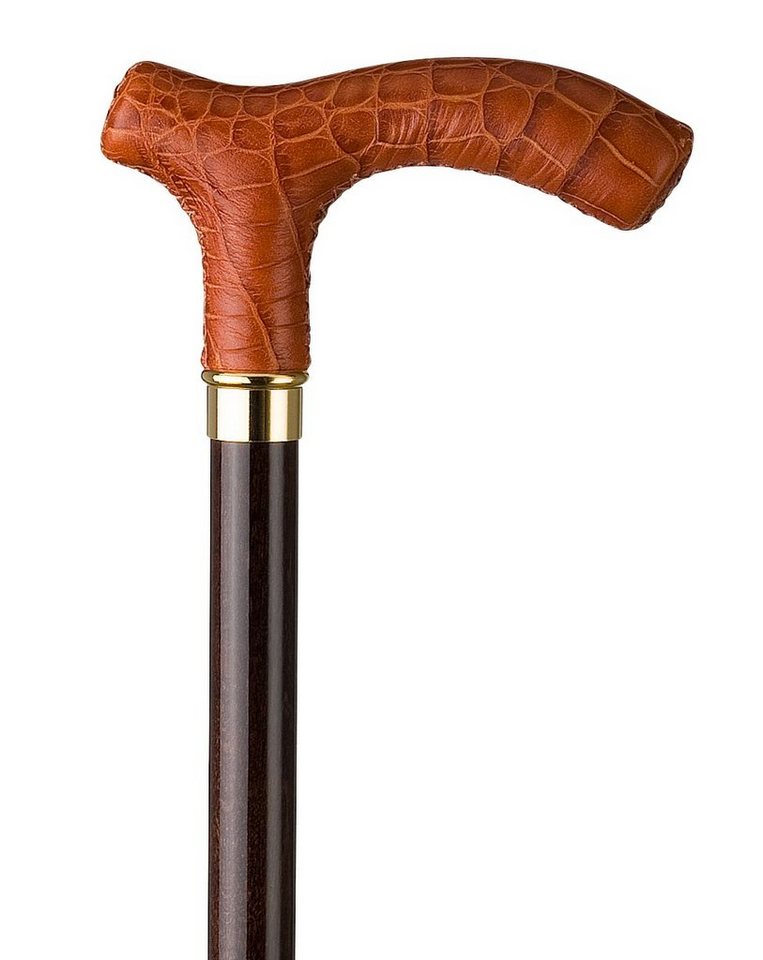 Stockshop Gehstock Gehstock CROCO-COGNAC,Fritzgriff mit Rindsleder überzogen,Stock Buche von Stockshop