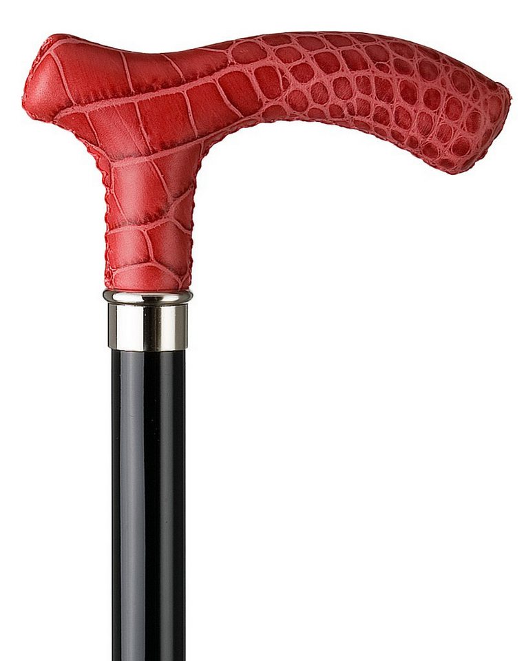 Stockshop Gehstock Gehstock CROCO-RUBIN,Fritzgriff mit Rindsleder überzogen,Stock Buche s von Stockshop