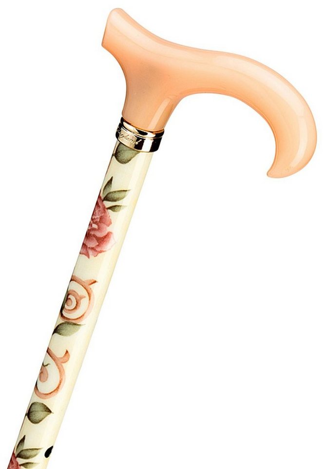 Stockshop Gehstock Gehstock ENGLISH ROSES, Derbygriff roséfarben, Stock aus Leichtmetall von Stockshop